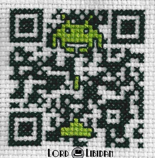 Space Invader QR Cross Stitch by Lord Libidan