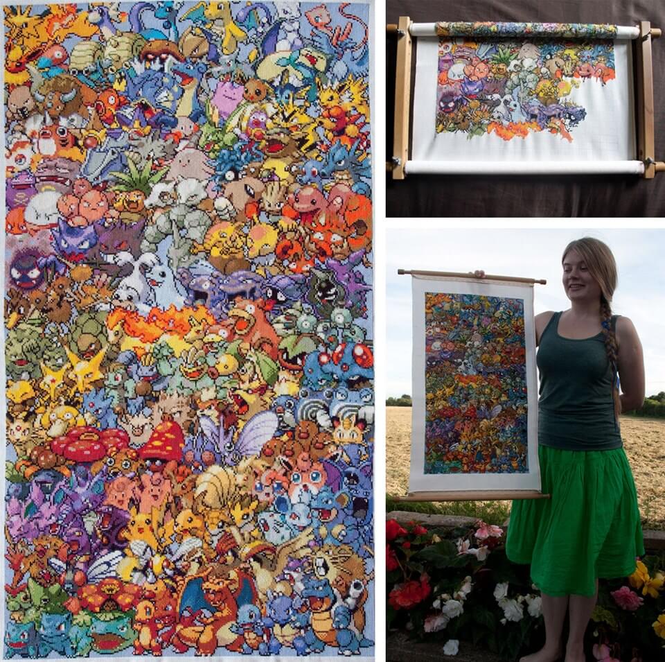 Pokemon Gen. 1 cross stitch pattern (32.1 x 18.3) : r