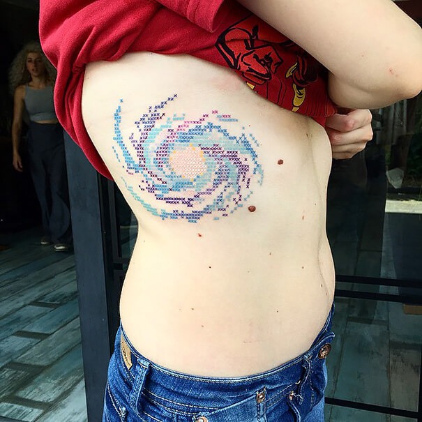 27 Amazing Cross Stitch Tattoo Designs - TattooBlend