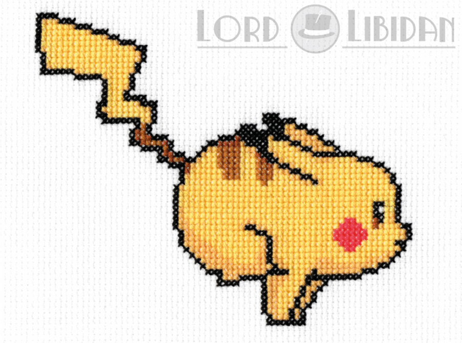 Pokemon Pikachu LOVE Cross Stitch Pattern