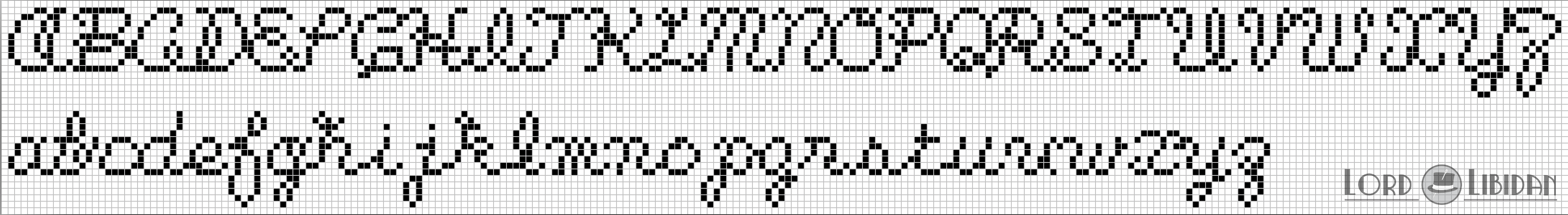 Lower Case Cursive Cross Stitch Alphabet Pattern Free Download by Lord Libidan