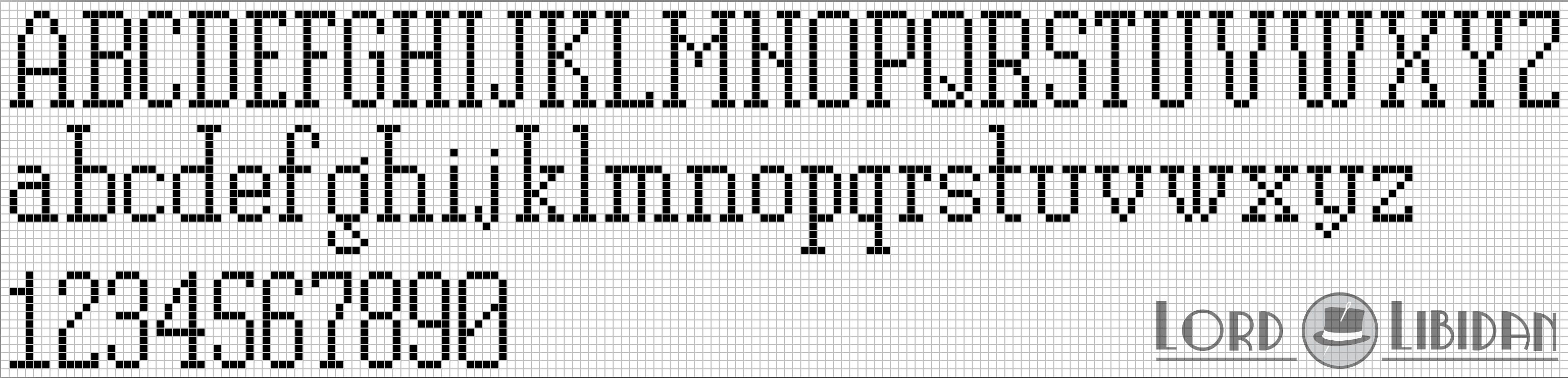 Typeface Cross Stitch Alphabet Pattern Free Download by Lord Libidan