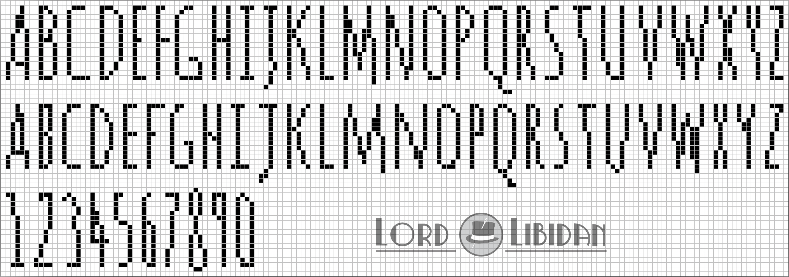 Pen Mark Cross Stitch Alphabet Pattern Free Download by Lord Libidan