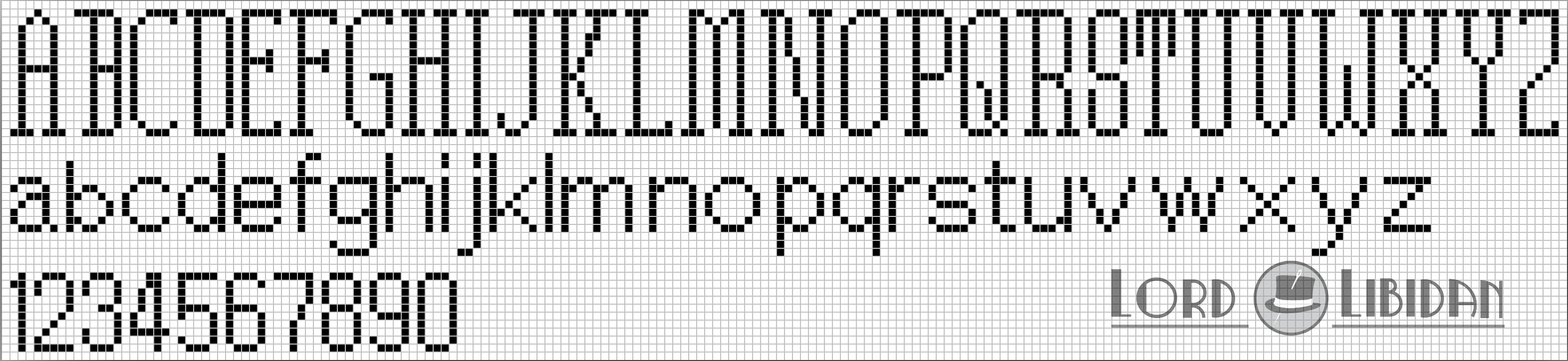 Thin Typeface Cross Stitch Alphabet Pattern Free Download by Lord Libidan