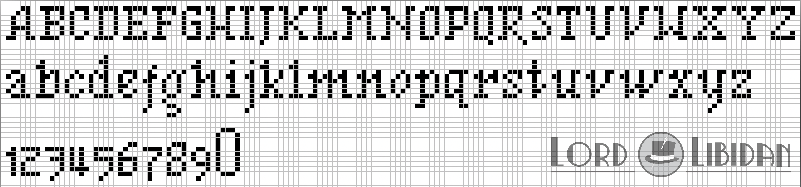 Minature Serif Cross Stitch Alphabet Pattern Free Download by Lord Libidan