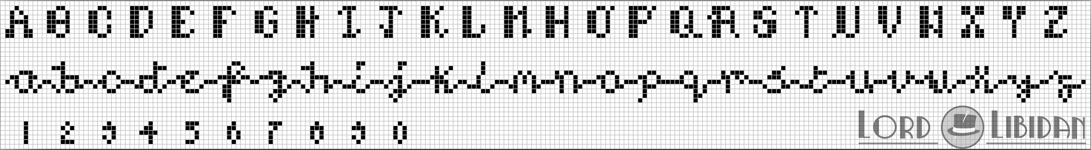 Brush Stroke Curvive Cross Stitch Alphabet Pattern Free Download by Lord Libidan