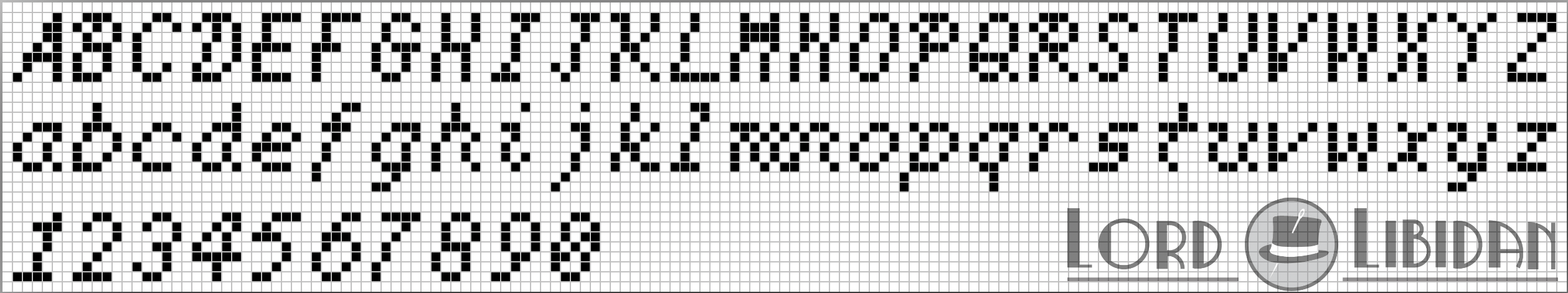 Slight Italic Cross Stitch Alphabet Pattern Free Download by Lord Libidan