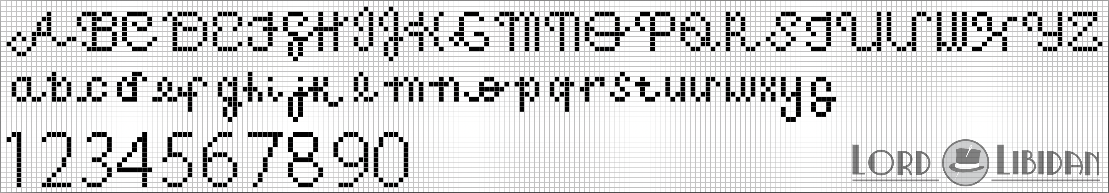 Curvy Hand Written Cross Stitch Alphabet Pattern Free Download by Lord Libidan