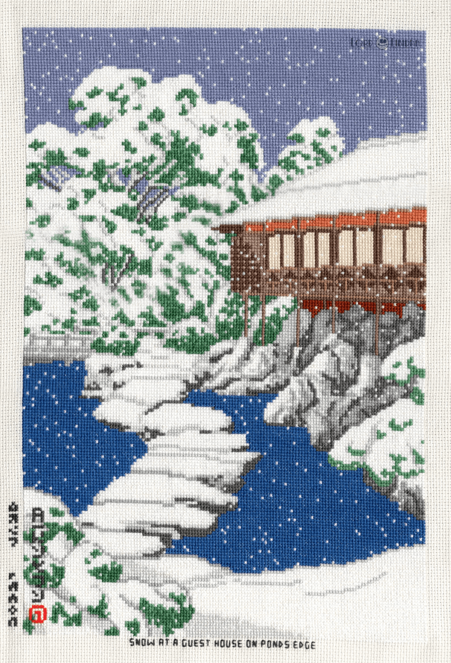 Snow At A Guest House On Ponds Edge X Stitch by Lord Libidan